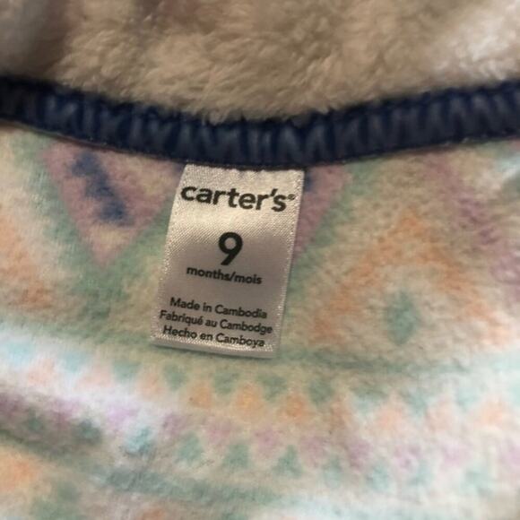 9 mth Girls Sherpa flannel vest zip front purple pink white Carter's Warm - Picture 5 of 6
